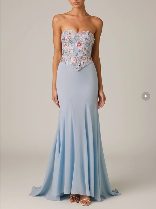 Oh Polly Dresses & Skirts - Oh Polly Lysana Embellished Corset Fishtail Gown Floral Blue NWT